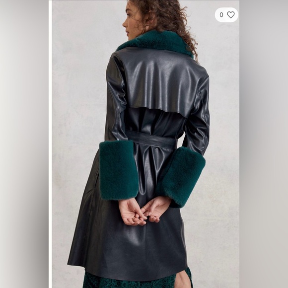 Blank NYC Emerald Green Faux Leather and Fur lined Trench Coat - Picture 3 of 7